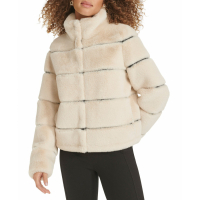 Karl Lagerfeld Paris Women's 'Faux-Leather Trim Faux-Fur Short Coat'