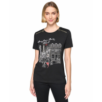 Karl Lagerfeld Paris 'Embellished Zipper-Shoulder Logo Graphic Top' für Damen