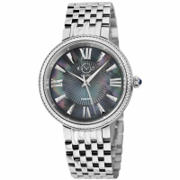 Gevril Women's Genoa Black Mop Dial, Stainless Steel Diamond Watch