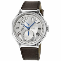 Gevril Men's Marchese Stainless Steel Case, Silver Dial, Genuine Italian Brown Leather Strap Watch