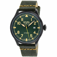 Gevril Men's Vaughn Black Case, Black Bezel Black/Beige Dial, Genuine Leather Strap Watch