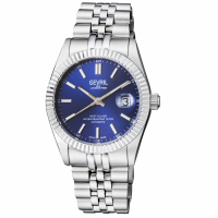 Gevril Men's Automatic West Village Blue Sunray Dial Stainless Steel Bracelet Watch