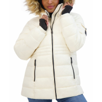 Steve Madden 'Juniors' Faux-Fur-Trim Hooded Puffer Coat' pour Femmes