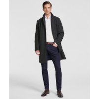 Tommy Hilfiger Men's 'Modern-Fit Plaid Olive Charcoal Overcoat'