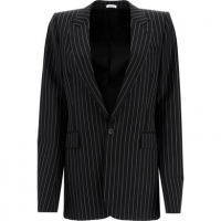 Alexander McQueen Men's 'Pinstripe Stacked Shoulder' Jacket