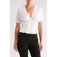 Calvin Klein Blouse à manches courtes 'Ruched Button-Up' pour Femmes