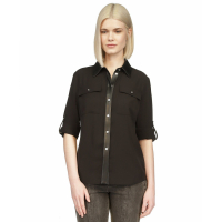 Michael Kors Chemise 'Faux-Leather Trim Utility' pour Femmes