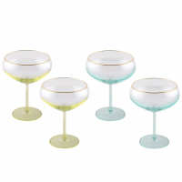 Aulica Ice Cream Cups On Stand Green And Yellow - Set Of 4