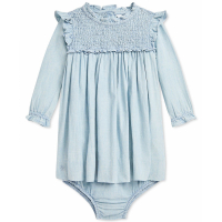 Polo Ralph Lauren 'Smocked Ruffle-Trim Cotton Chambray Dress with Matching Bloomer' für Baby Mädchen