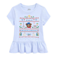 Ralph Lauren 'Polo Bear Cotton Jersey Peplum Tee' für Kleine Mädchen