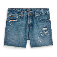 Ralph Lauren 'Paint Splatter Printed Cotton Denim Shorts' für große Mädchen