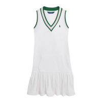 Ralph Lauren 'Cricket-Stripe Cotton Terry Dress' für große Mädchen