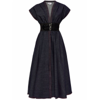 Alaïa 'Belted Denim' Midi Kleid für Damen