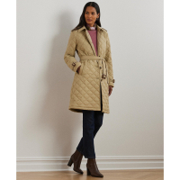 LAUREN Ralph Lauren Women's 'Belted Velboa-Lined Quilted' Trench Coat