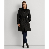 LAUREN Ralph Lauren Women's 'Belted Velboa-Lined Quilted' Trench Coat