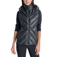 DKNY Women's 'Hooded with Contrast Scuba and Teddy Faux Fur Collar' Puffer Vest