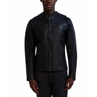 Karl Lagerfeld Men's 'Band-Collar Distressed' Leather Jacket