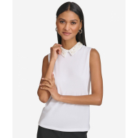 Karl Lagerfeld Paris 'Imitation Pearl-Embellished Collared' Ärmellose Bluse für Damen