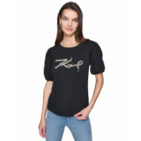 Karl Lagerfeld Paris 'Tweed Karl Puff Sleeve' T-Shirt für Damen