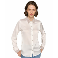 Karl Lagerfeld Paris 'Satin Pearl-Embellished Button-Down' Hemd für Damen