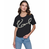 Karl Lagerfeld Paris 'Faux-Pearl Logo' T-Shirt für Damen