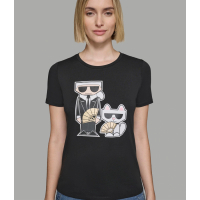 Karl Lagerfeld Paris 'Karl And Choupette Fan' T-Shirt für Damen