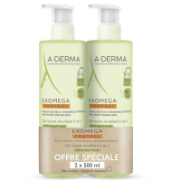 A-Derma 'Exomega Control Émollient 2 en 1 Anti-Grattage' Cleansing Gel - 500 ml, 2 Pieces