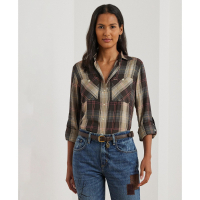 LAUREN Ralph Lauren Chemise 'Relaxed Fit Plaid Roll-Tab-Sleeve' pour Femmes