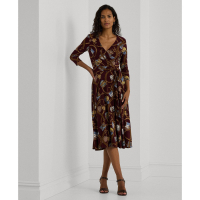 LAUREN Ralph Lauren Robe Midi 'Belting-Print Surplice' pour Femmes