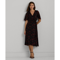 LAUREN Ralph Lauren Robe Midi 'Floral Belted Crinkle Georgette' pour Femmes