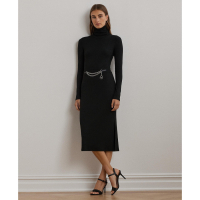 LAUREN Ralph Lauren Robe Midi 'Chain-Trim Rib-Knit Turtleneck' pour Femmes