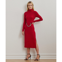 LAUREN Ralph Lauren Robe Midi 'Chain-Trim Rib-Knit Turtleneck' pour Femmes