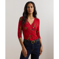 LAUREN Ralph Lauren Top à manches 3/4 'Belting-Print Surplice' pour Femmes