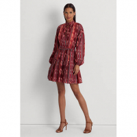 LAUREN Ralph Lauren Robe à manches longues 'Geometric Stripe Belted Voile' pour Femmes