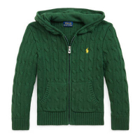 Ralph Lauren Kids Little Boy's 'Cable Cotton Hooded Full Zip Sweater'