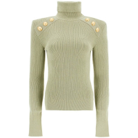 Balmain Women's 'Embossed Button-Up' Turtleneck Sweater