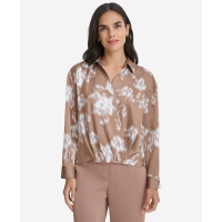 Calvin Klein Women's 'Printed Faux-Wrap Collared Top'