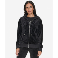 Calvin Klein 'Tonal Logo Velour Zip-Front Hoodie' pour Femmes