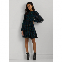 LAUREN Ralph Lauren 'Plaid Ruffle-Trim Georgette Tiered' Midi Kleid für Damen