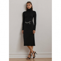 LAUREN Ralph Lauren 'Chain-Trim Rib-Knit Turtleneck' Kleid mit langen Ärmeln für Damen