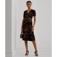 LAUREN Ralph Lauren 'Floral Jersey Surplice Puff' Kleid mit kurzem Ärmeln für Damen