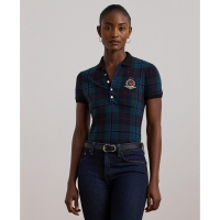 LAUREN Ralph Lauren 'Plaid Beaded-Crest Piqué' Polohemd für Damen