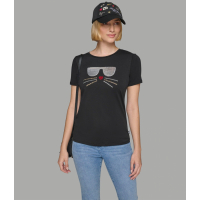 Karl Lagerfeld Paris 'Luxe Sequin Choupette' T-Shirt für Damen