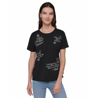 Karl Lagerfeld Paris 'Embellished Metallic-Script' T-Shirt für Damen