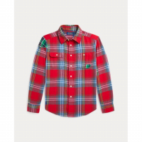 Ralph Lauren Kids 'Distressed Plaid Cotton Twill Shirt' für großes Jungen