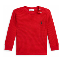 Ralph Lauren Kids 'Waffle-Knit Cotton Long Sleeve Tee' pour Bébés garçons