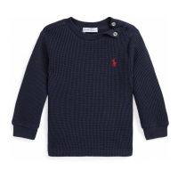 Ralph Lauren Kids 'Waffle-Knit Cotton Long Sleeve Tee' pour Bébés garçons