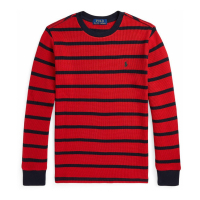 Ralph Lauren Kids 'Striped Waffle Cotton Long Sleeve Tee' für großes Jungen