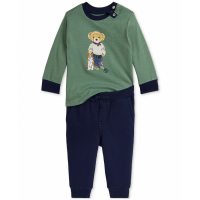 Ralph Lauren Kids '2-Pc. Polo Bear Printed Long-Sleeve T-Shirt & Fleece Pants Set' pour Bébés garçons