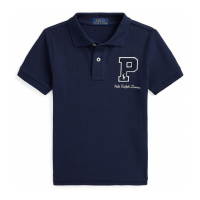 Ralph Lauren Kids 'Cotton Mesh Letterman Polo Shirt' für Kleinkind & Kleiner Junge